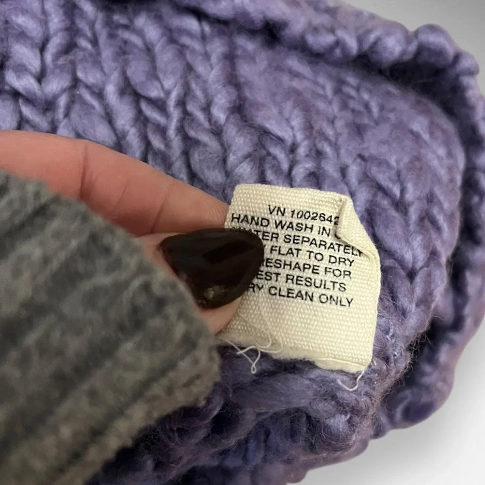 OXFORD FULHAM Y2k Wool Blend Purple Cowl‎ Neck Chunky Knit Sweater Large | EUC